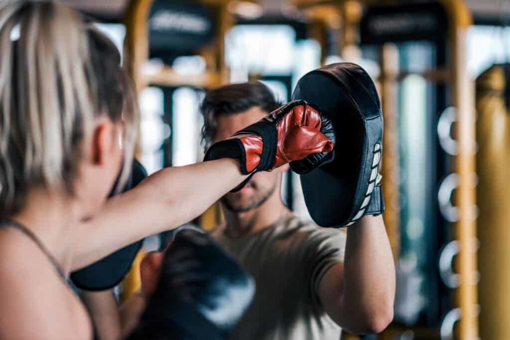 woman practicing boxing